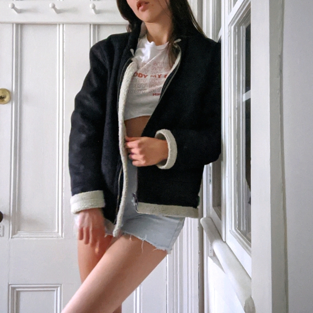 VINTAGE Suede Jacket--Fleece Lined!